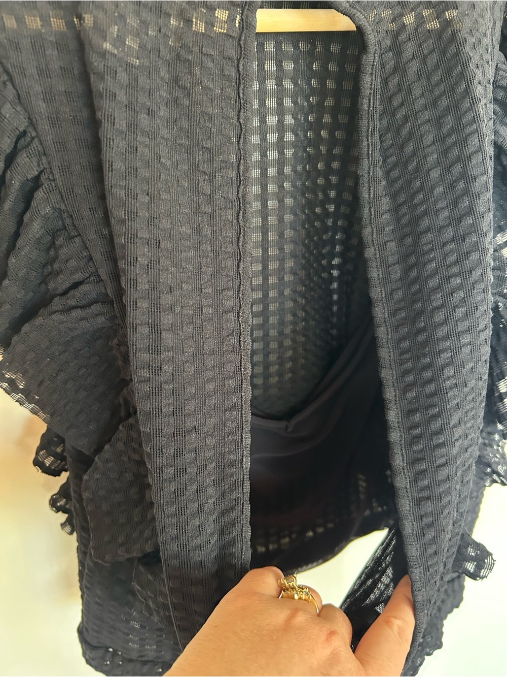 Maeve Cropped Ruffle Mesh Top - Picture 8 of 9